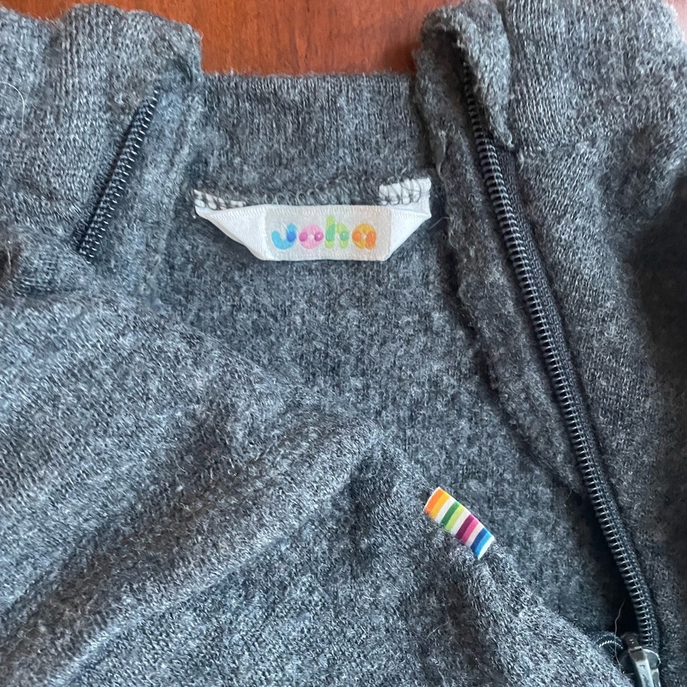 JOHA 92cm 2T Gray Merino Wool Zip Jumpsuit Stroller Suit